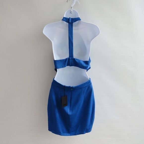 NBD Revolve Womens Small Choker Halter Cutout Racer Cobalt Blue Nite Out Dress - Picture 8 of 16